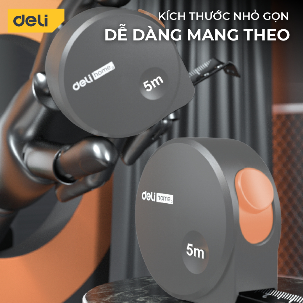 Thước Cuộn Thép Deli Đa Năng 3M/5M Thước Dây Thép Thông Minh Ứng Dụng Đo Đạc Nhà Cửa Công Trình Nhiều Màu Sắc
