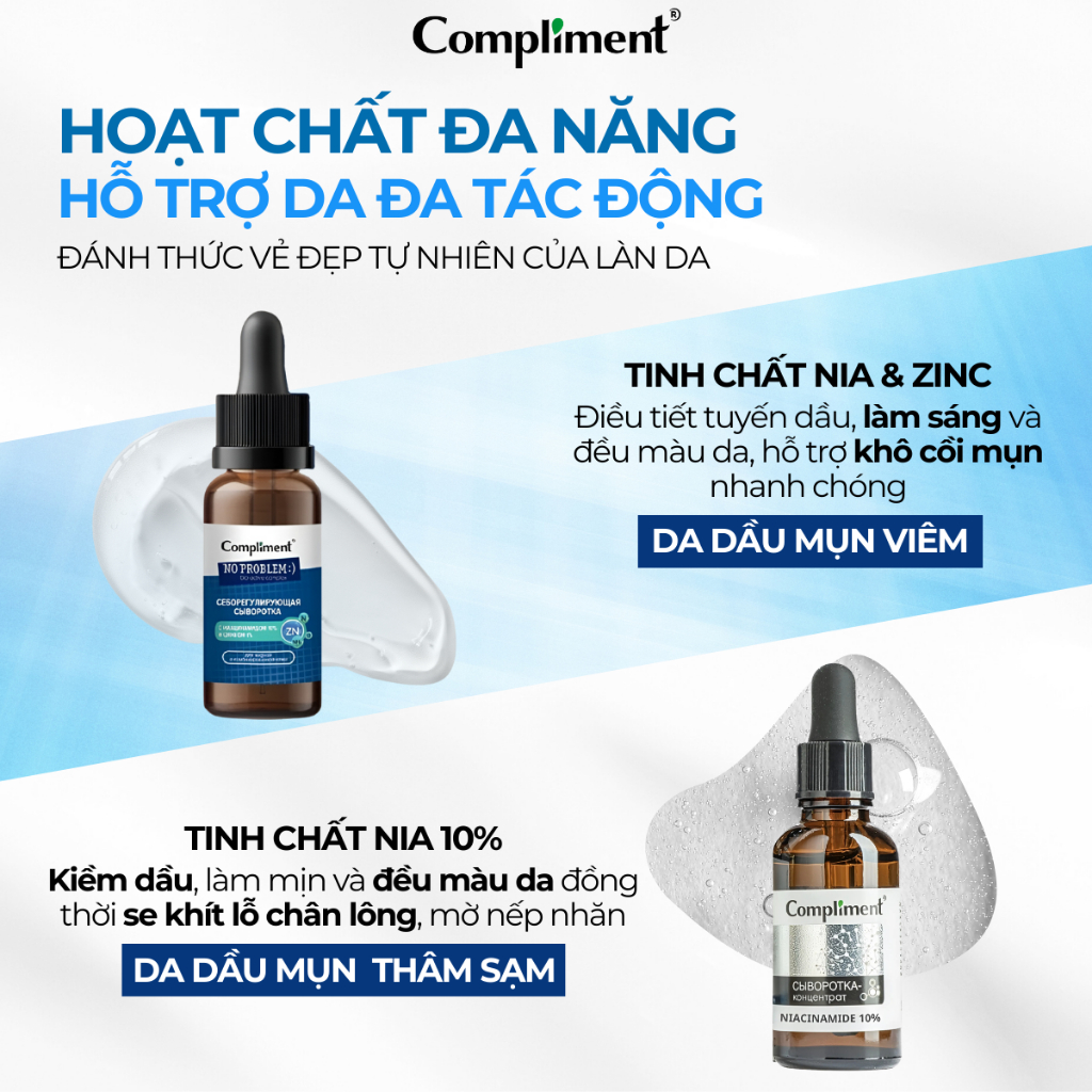 Ảnh Serum Compliment No problem AHA-BHA-PHA Giảm Mụn, Mờ Thâm, Se Lỗ Chân Lông Cho Da Dầu Mụn 27ml 3
