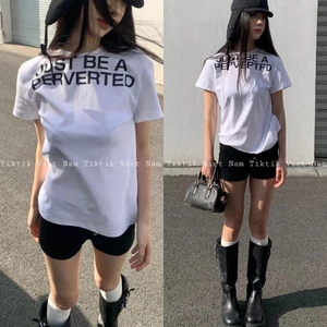 Áo thun baby tee trắng chữ đen just be a perverted chất cotton ABBT016 - Tiktik