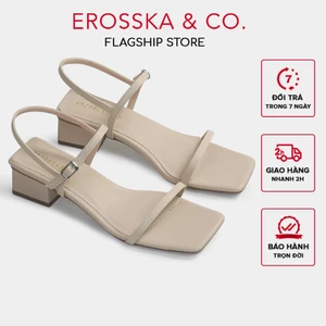 - Giày sandal cao gót nữ hở mũi quai mảnh gót vuông cao 4cm màu nude - EM079