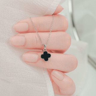 Dây chuyền nữ LAMY Black Onyx Flower Silver 6392