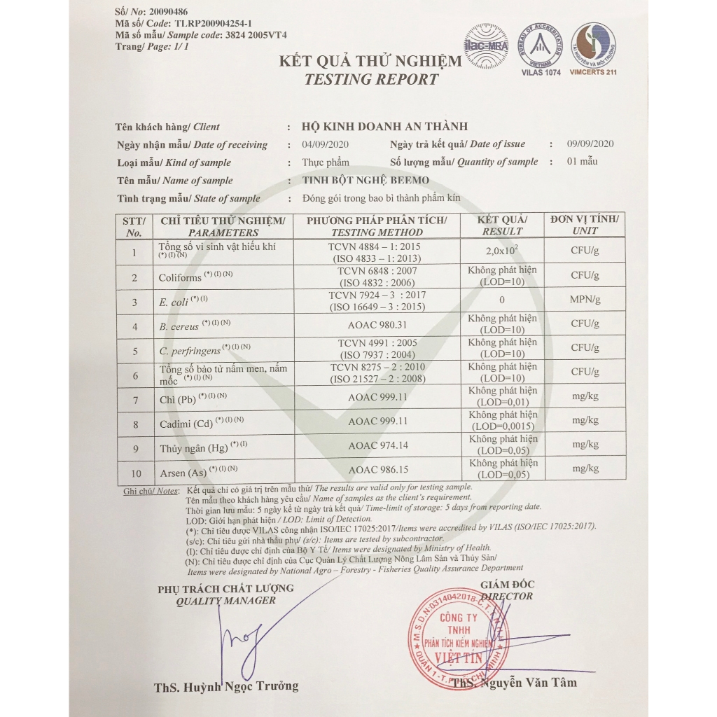 Ảnh Tinh bột nghệ nguyên chất Beemo 1Kg 3