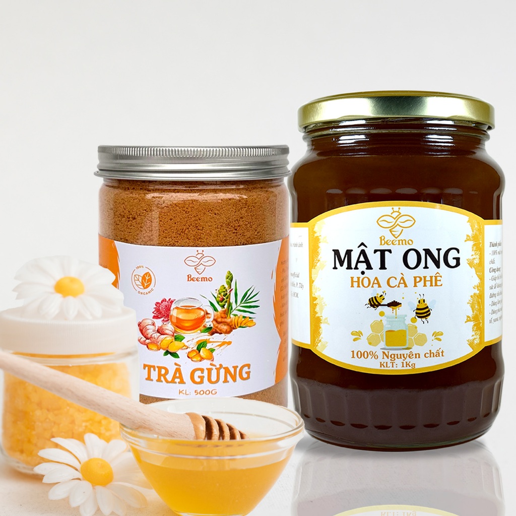 Ảnh Combo Mật ong hoa cà phê 1kg +Trà gừng 500g - Nguyên chất Beemo 2