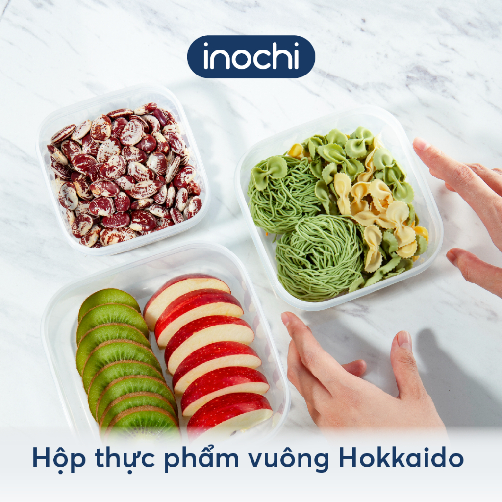 Hộp thực phẩm vuông Hokkaido Inochi bảo quản thực phẩm, chất liệu an toàn