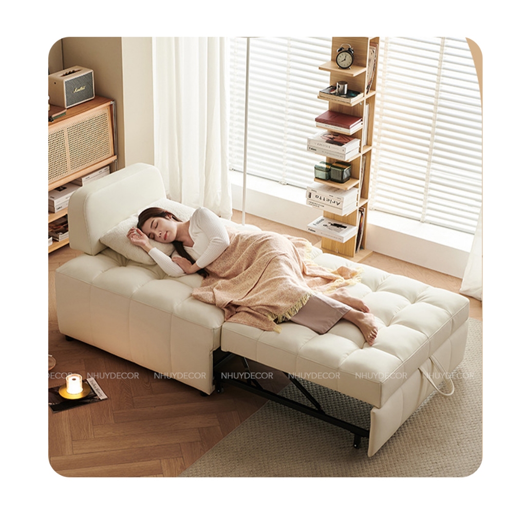 Giường gấp gọn thông minh - sofa giường NHU Y DECOR phòng khách đa năng khung thép, sofa bed lông cừu đệm cao su êm ái