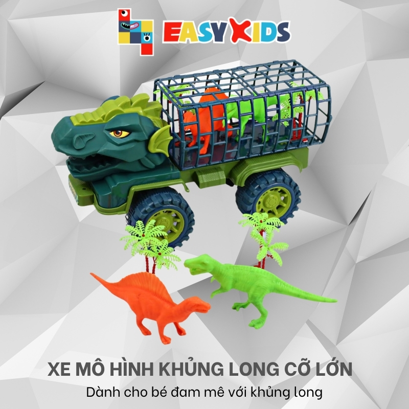 Xe khủng long đồ chơi, xe ô tô khủng long chở thú cỡ lớn cho bé