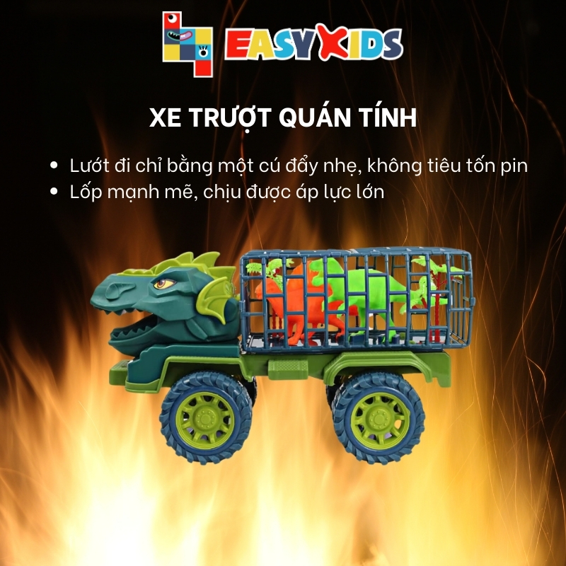 Xe khủng long đồ chơi, xe ô tô khủng long chở thú cỡ lớn cho bé