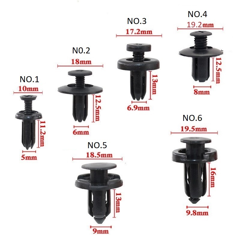 Set 20 Đinh tán nhựa 5mm 6mm 7mm 8mm 9mm 10mm cho phụ tùng xe hơi (TÙY ...