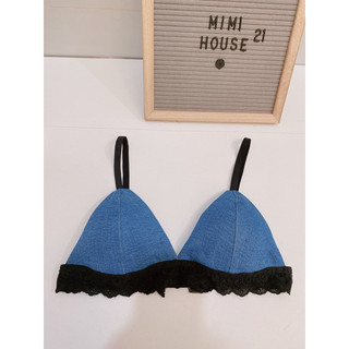 Áo bra đi biển jean phối ren đen - hàng Handmade by MimiHouse