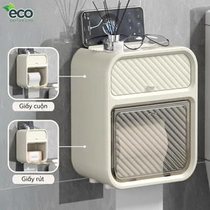 Hộp đựng giấy vệ sinh ECO treo tường 2 trong 1, hộp đựng giấy chất liệu ABS + PP cao cấp chống nước