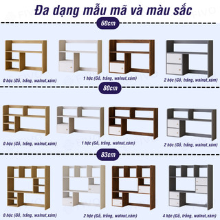 Kệ Gỗ Để Bàn FB21 FIVO Cao Cấp Màu Trắng Và Xám, Decor Bàn Học, Văn Phòng, Hộc Tủ Rộng Rãi, Đa Dạng Mẫu Mã, Màu Sắc
