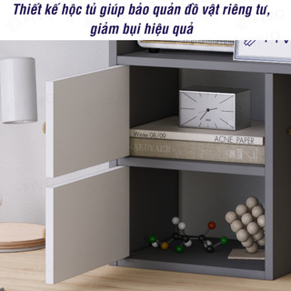 Kệ Gỗ Để Bàn FB21 FIVO Cao Cấp Màu Trắng Và Xám, Decor Bàn Học, Văn Phòng, Hộc Tủ Rộng Rãi, Đa Dạng Mẫu Mã, Màu Sắc