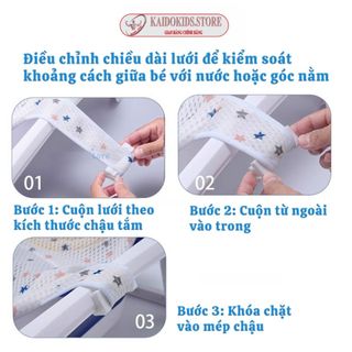 {KAIDOKIDS} Lưới Tắm Cho Bé Sơ Sinh Cao Cấp Gấp Gọn Điều Chỉnh Kích Thước Phù Hợp Với Bồn Tắm Của Bé