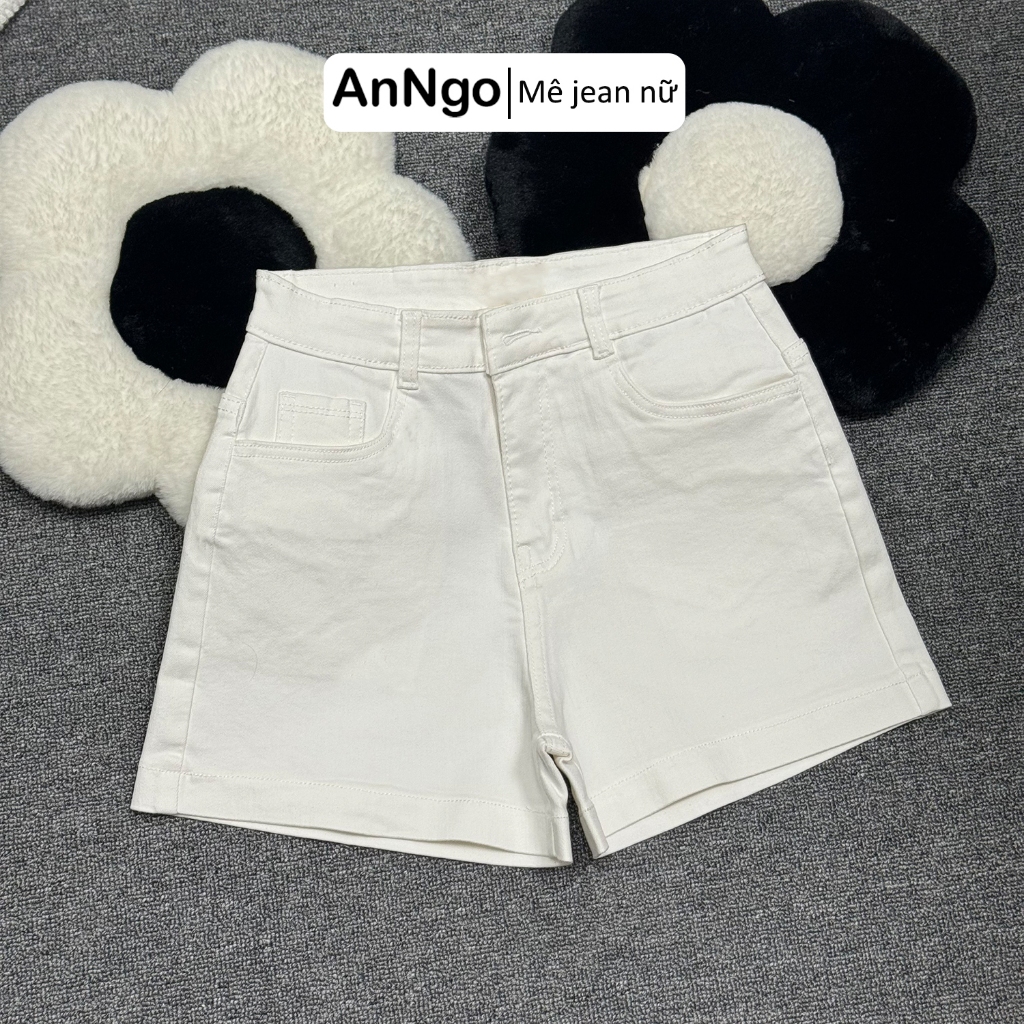(Có big size) Quần short jean nữ co giãn, form lưng cao, xước rách nhẹ cá tính dễ phối đồ Anngo - AT420