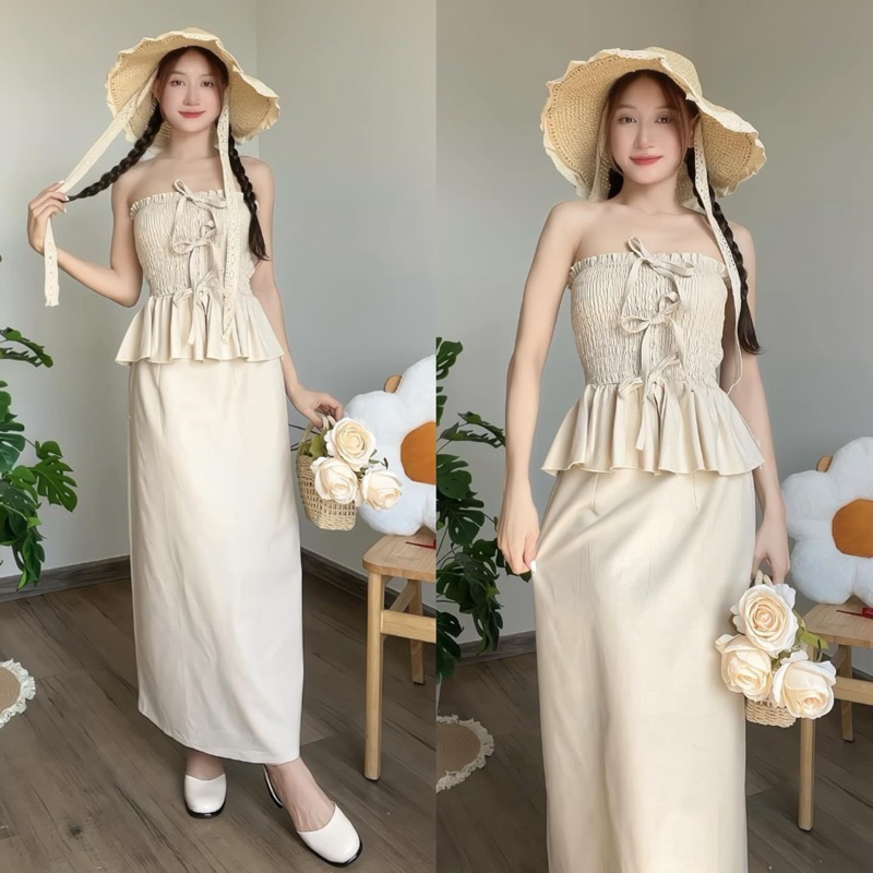 Áo Cúp Ngực Nhún Linen 3 Nơ SODA TOP