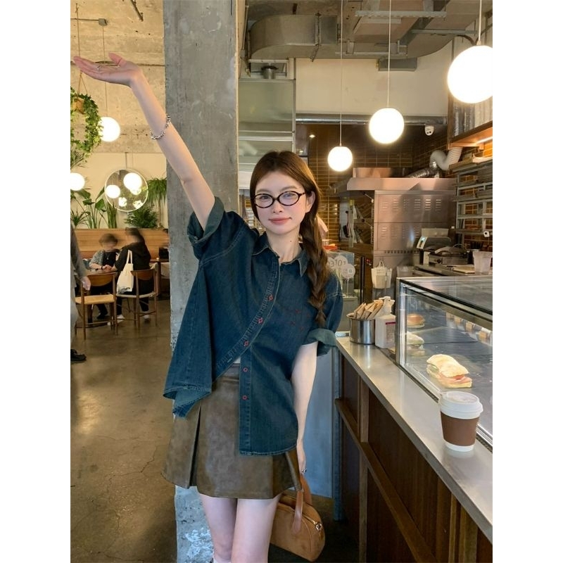 [ SẴN ] Sơmi denim màu tôn dáng sáng da 2024