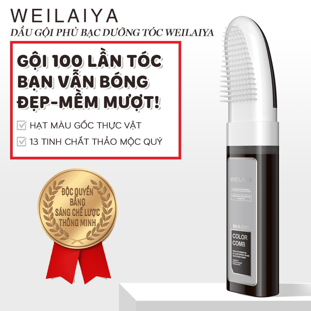 Ảnh Dầu Gội Phủ Đen/ Phủ Bạc Dưỡng Tóc Weilaiya 100ml - Lõi Thay Thế Không Kèm Lược (Màu Đen Tự Nhiên) 3