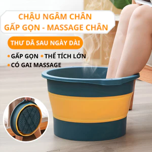 Chậu Ngâm Chân Gấp Gọn Silicon Massage Chân Thư Giãn Size To Thau Gấp Gọn Thông Minh