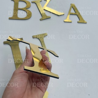 Chữ Alu Vàng Gương 15cm dày 3mm T2 In Hoa trang trí dán tường - biển quảng cáo
