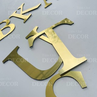 Chữ Alu Vàng Gương 15cm dày 3mm T2 In Hoa trang trí dán tường - biển quảng cáo