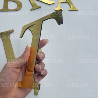 Chữ Alu Vàng Gương 15cm dày 3mm T2 In Hoa trang trí dán tường - biển quảng cáo
