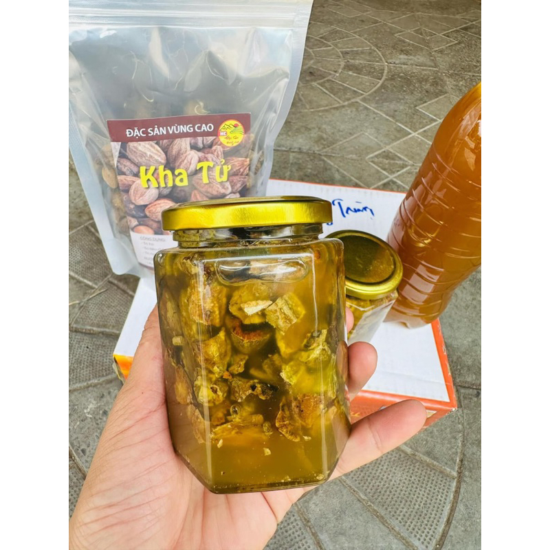 Quả kha tử ngâm mật ong rừng, giảm ho, mất tiếng, giảm tiêu chảy, kiết lị mãn tính, giảm di tinh,huyết trắng 500ml