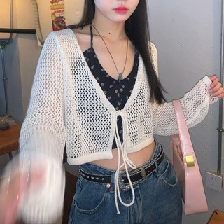 Áo khoác cardigan lưới rộng cột dây lưới mùa hè LQC22