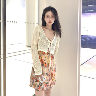 Áo khoác cardigan lưới rộng cột dây lưới mùa hè LQC22