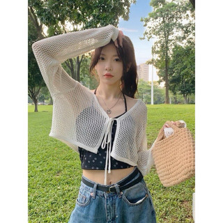 Áo khoác cardigan lưới rộng cột dây lưới mùa hè LQC22
