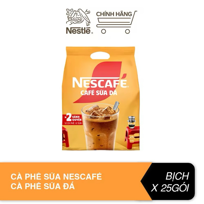 (CAFE SỮA ĐÁ 25 GÓI) Cà phê hòa tan Nescafé cà phê sữa đá (Bịch 25 gói ...
