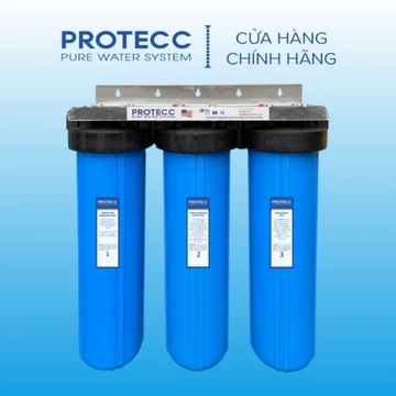 Bộ Lọc Thô Tổng Đầu Nguồn 3 Cấp 20 Inch Béo/Bigblue PROTECC PT220 2 Ron Ren Trong 34 (1") - Lọc sinh hoạt, nấu ăn, tắm