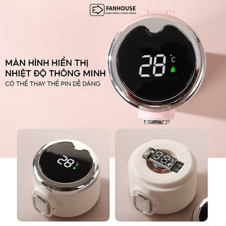Ly giữ nhiệt khắc tên Fan House bình nước giữ nhiệt 12h inox 304 nắp bật tiện lợi 420ml tặng túi