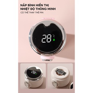 Bình giữ nhiệt khắc tên Fan House 420ml bình nước giữ nhiệt 12h inox 304 có màn hình nhiệt độ