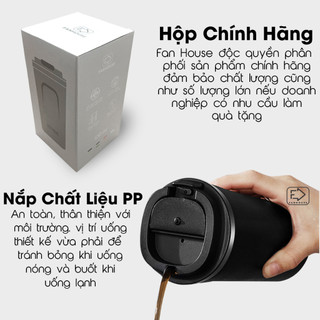 Cốc giữ nhiệt 510ml Fan House ly coffee holic inox 304, bình giữ nhiệt 12h khắc tên, Ly giữ nhiệt