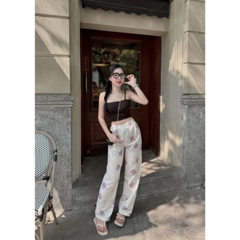 [ Rẻ Vô Địch ] Sét Bộ Quần Hoạt Hình Cute + Mix Áo 2 Dây Bún Trơn