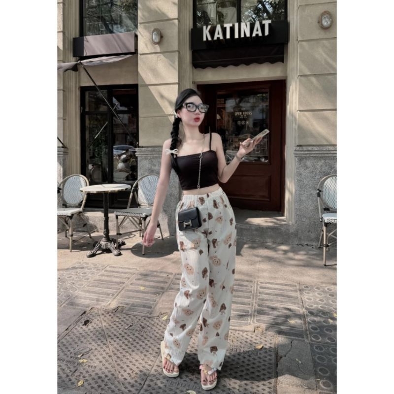 [ Rẻ Vô Địch ] Sét Bộ Quần Hoạt Hình Cute + Mix Áo 2 Dây Bún Trơn