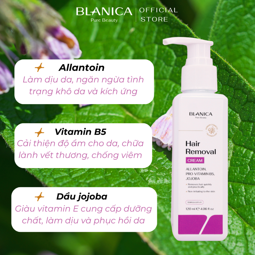 Kem tẩy lông BLANICA tẩy sạch lông vùng kín, tay, chân, nách, dịu nhẹ không gây kích ứng da 120ml