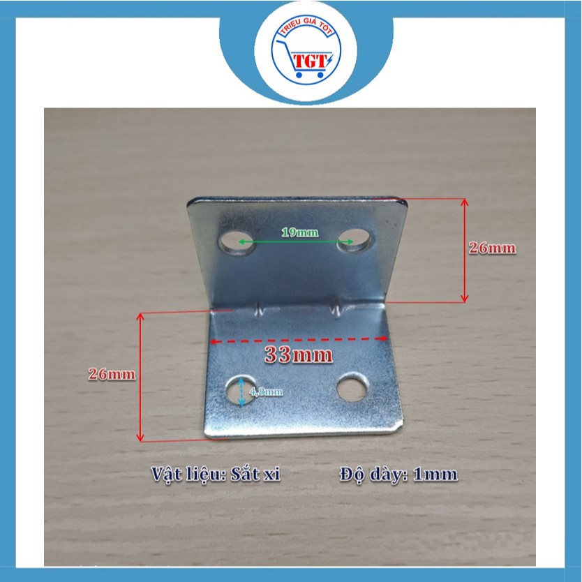 [Combo 10 - 30 cái] Bát góc ke góc pát pas bas 4 lỗ 33mm dày 1mm, 2mm ...