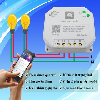 Công Tắc Thông Minh điều khiển từ xa qua điện thoại Hunonic LAHU