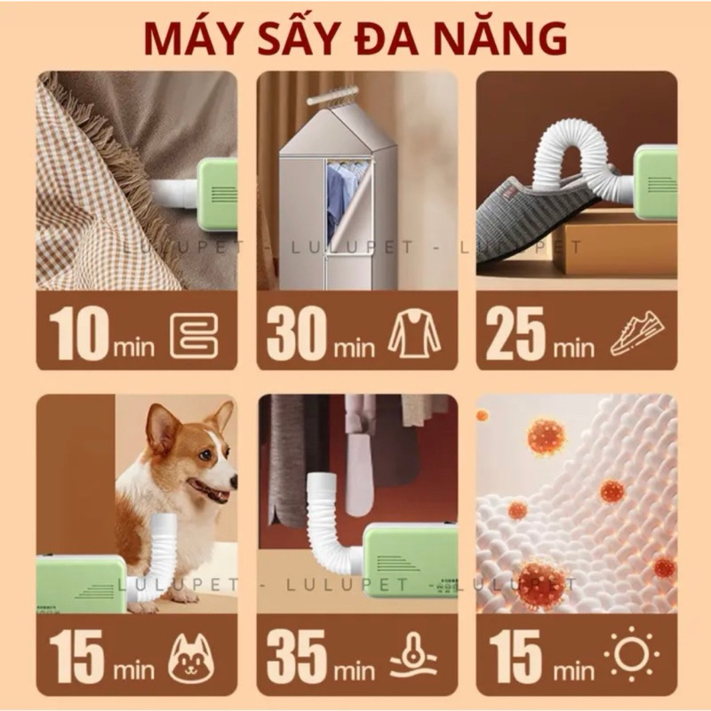 Combo máy sấy và hộp sấy lông chó mèo trong suốt đa năng tiện lợi
