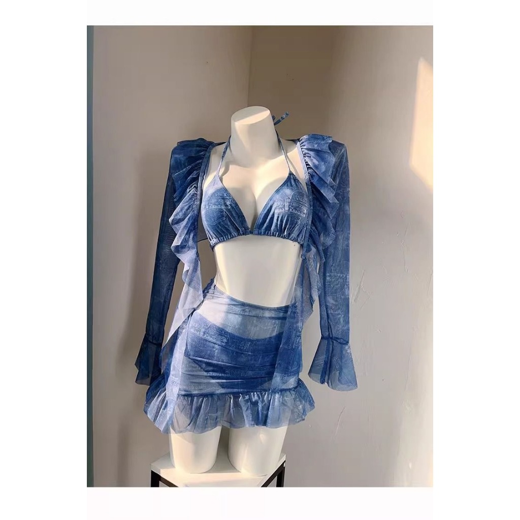 Set bộ đồ bơi bikini áo tắm 4 chi tiết tách rời thiết kế nhún bèo gợi cảm hottrend BKN19