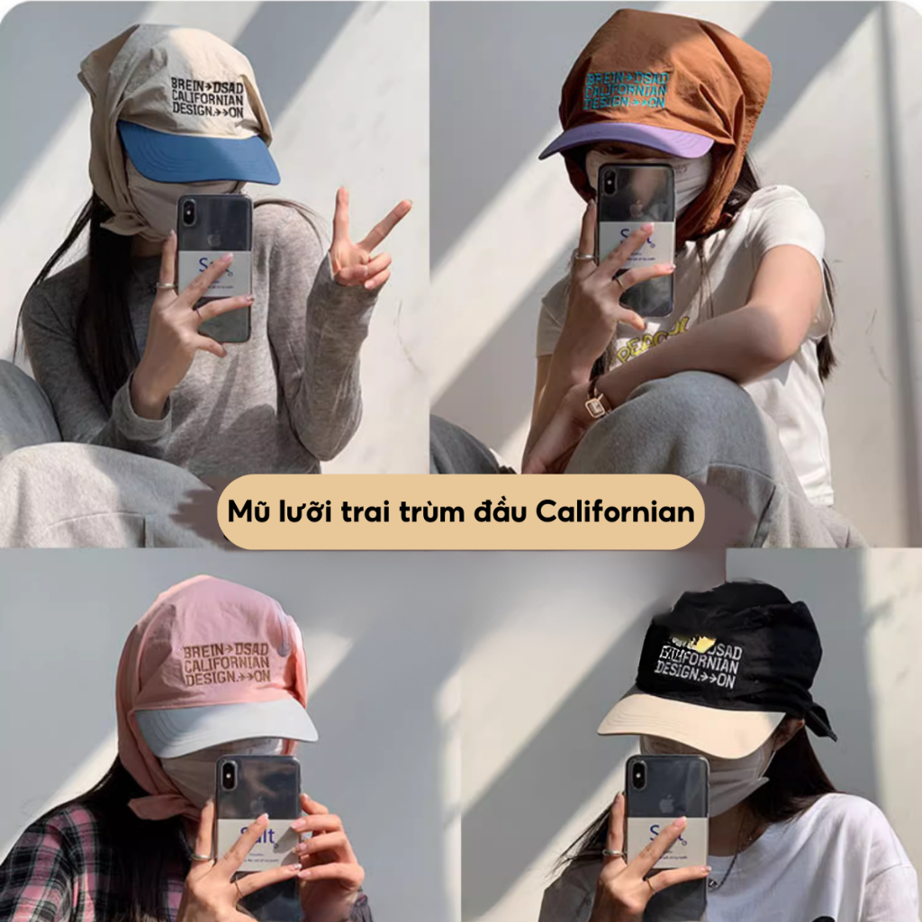 Mũ Trùm Đầu Californian Jussy Official Kiểu Nón Kèm Khăn Trùm Đầu Đa Năng Tạo Nhiều Kiểu Dễ Thương