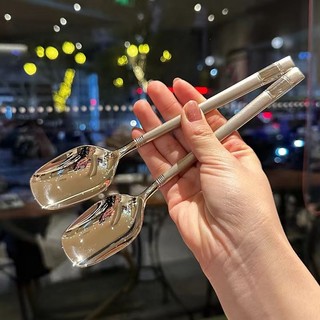 Thìa muỗng inox cán dài , Thìa phong cách mới lạ hộp 5 chiếc có vỏ hộp