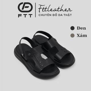 Dép Sandal Quai Hậu Nam FTT Leather Quai Da Cừu , Mặt Đế Da Microfiber Đế Siêu Nhẹ Có Đệm Cao Su
