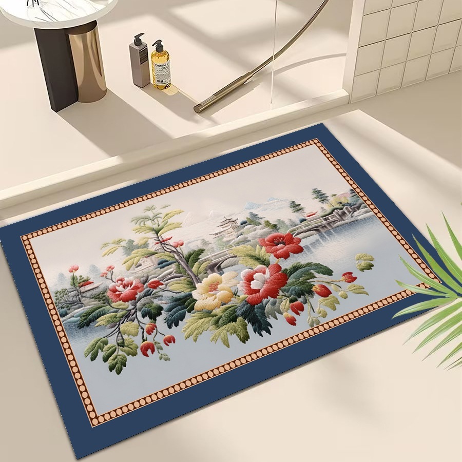 Thảm Lau Chân [HÀNG CAO CẤP XẢ KHO], Thảm Chùi Chân Nhà Tắm Silicone 3D Hút Nước Siêu Thấm Đế Cao Su Chống Trượt