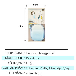 Tai Nghe Dây Nhạc Dùng Cho Điện Thoại In Ear Cute Headphone Có Kèm Túi Đựng Loang Màu Timo DDK35