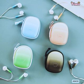 Tai Nghe Dây Nhạc Dùng Cho Điện Thoại In Ear Cute Headphone Có Kèm Túi Đựng Loang Màu Timo DDK35