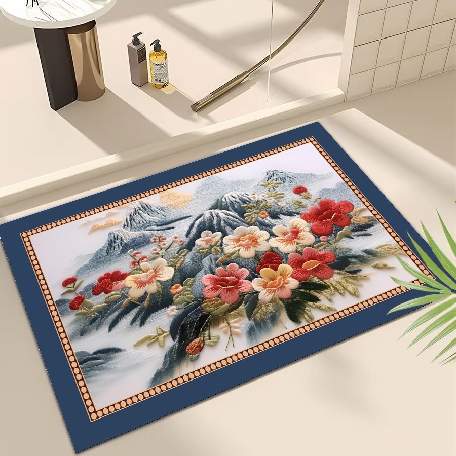 Thảm Lau Chân [HÀNG CAO CẤP XẢ KHO], Thảm Chùi Chân Nhà Tắm Silicone 3D Hút Nước Siêu Thấm Đế Cao Su Chống Trượt