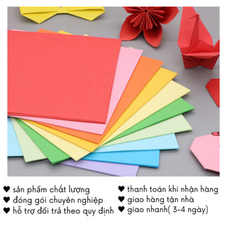 Giấy Gấp Origami Nhiều Màu Pastel Hạc Sao Thủ Công Quà Handmade 15cm x 15cm QT12