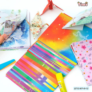 Giấy Gấp Hạc Sao Origami Thủ Công Nhiều Màu 15cm x 15cm Có Hình Quà Handmade QT12
